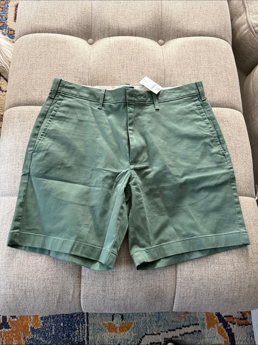 J. Crew Green Flat-Front Chino Shorts